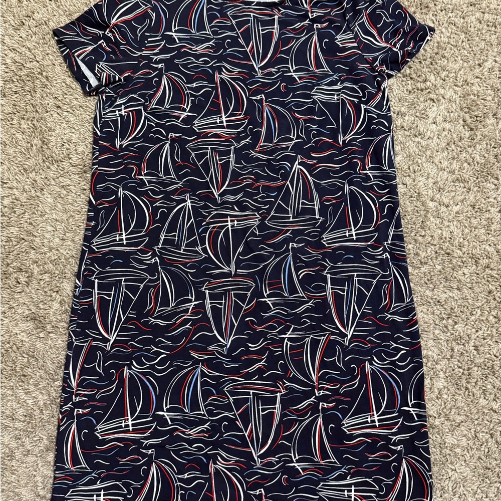 Talbots Blue and White Raglan Sleeve Mini Dress